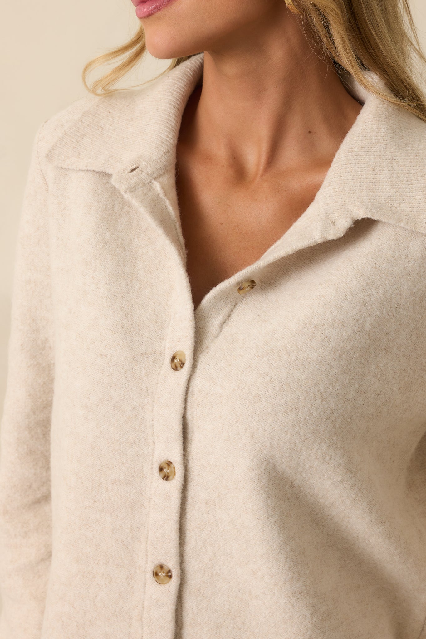 In The Middle Of It Ivory Knit Collared Button Front Cardigan