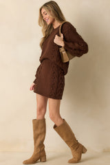 Let's Be Honest Chocolate Brown Cable Knit Long Sleeve Sweater