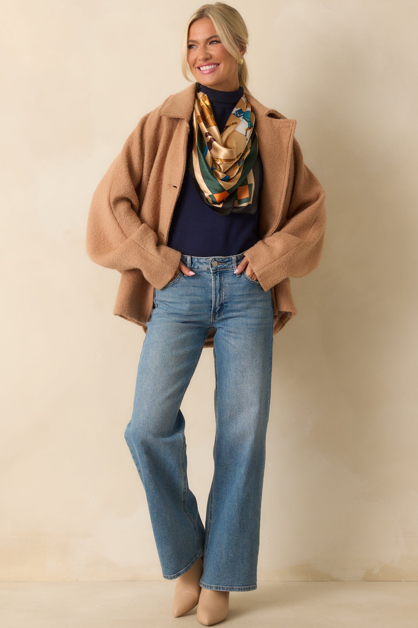 All I Could Ask Camel Brown Single Breasted Wool Blend Coat