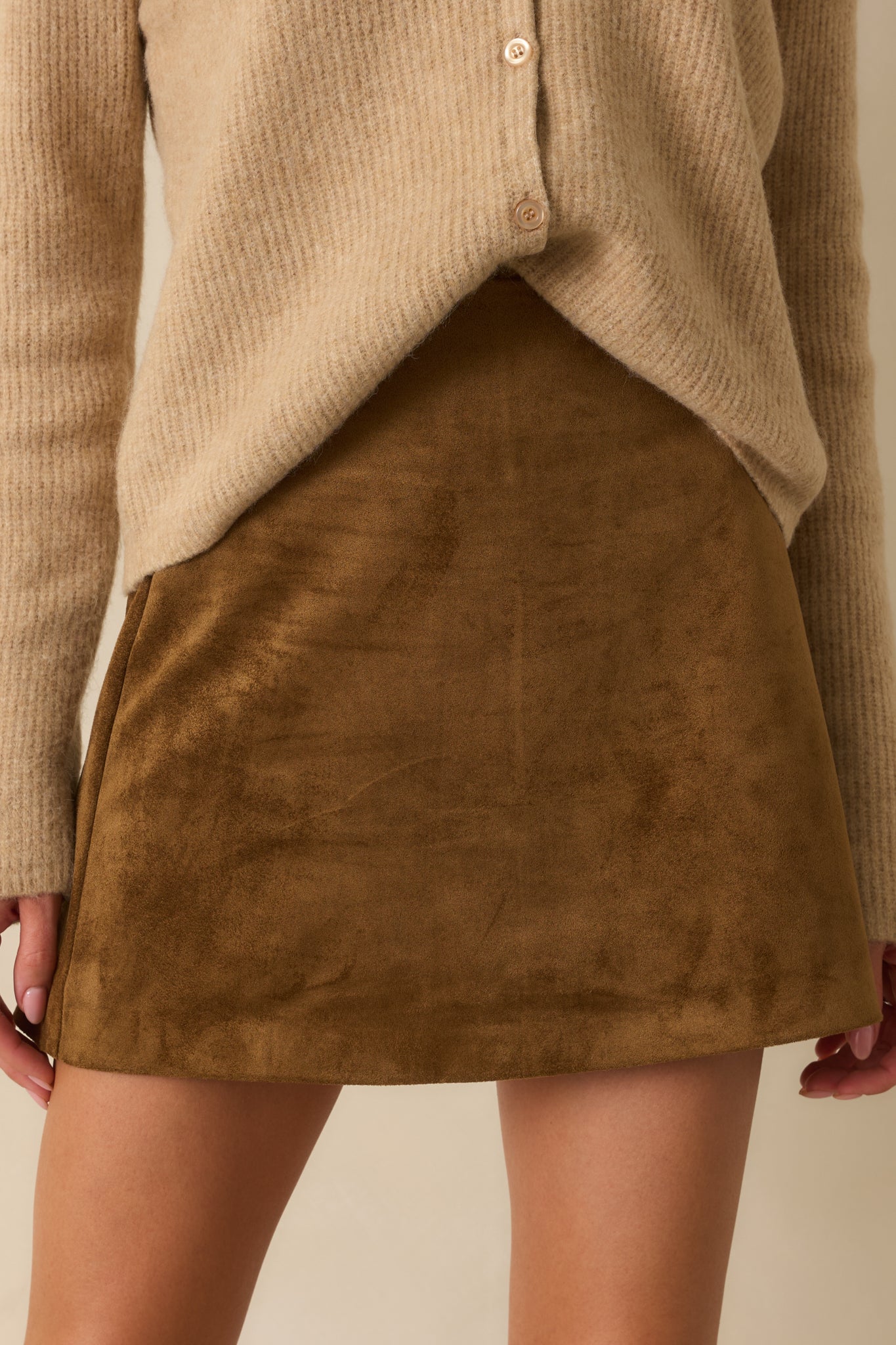 Z Supply Camel Brown Ciera Faux Suede Mini Skirt