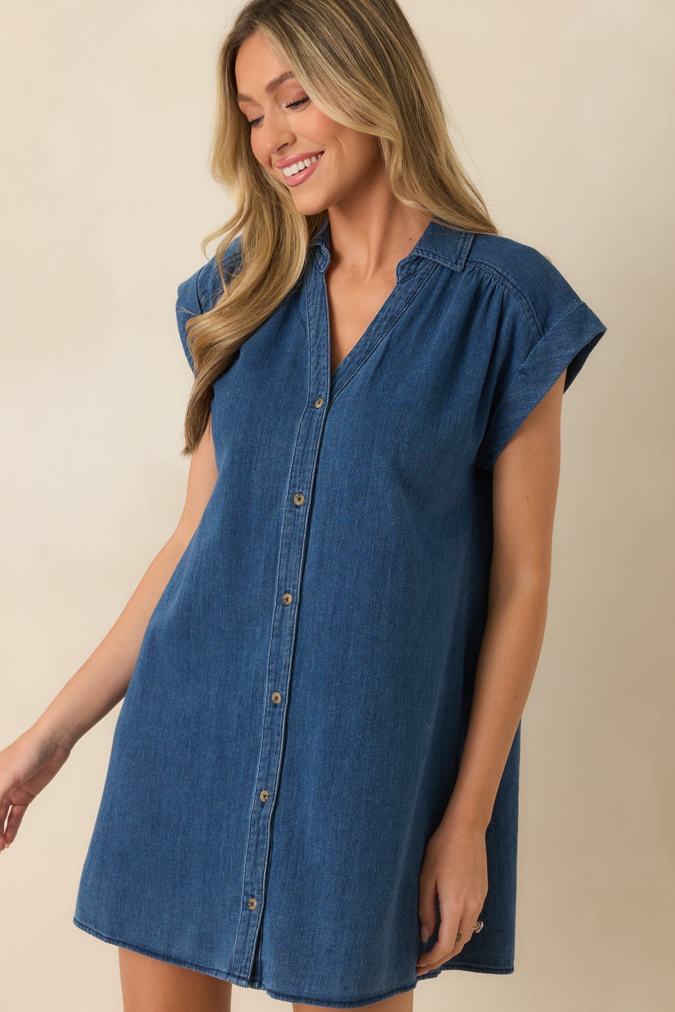 Z Supply Shellbound Twilight Blue Cotton Twill Mini Dress