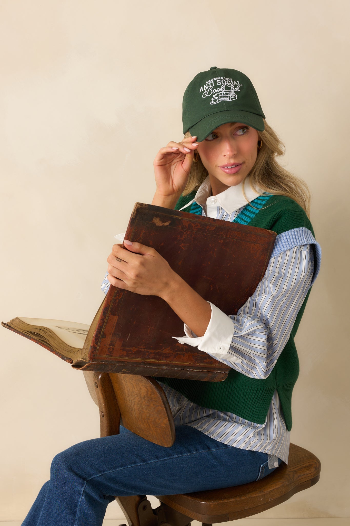 Anti-Social Book Club Member Hunter Green Cotton Baseball Cap