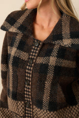 You Know It's True Brown Multi Plaid Button Front Jacket