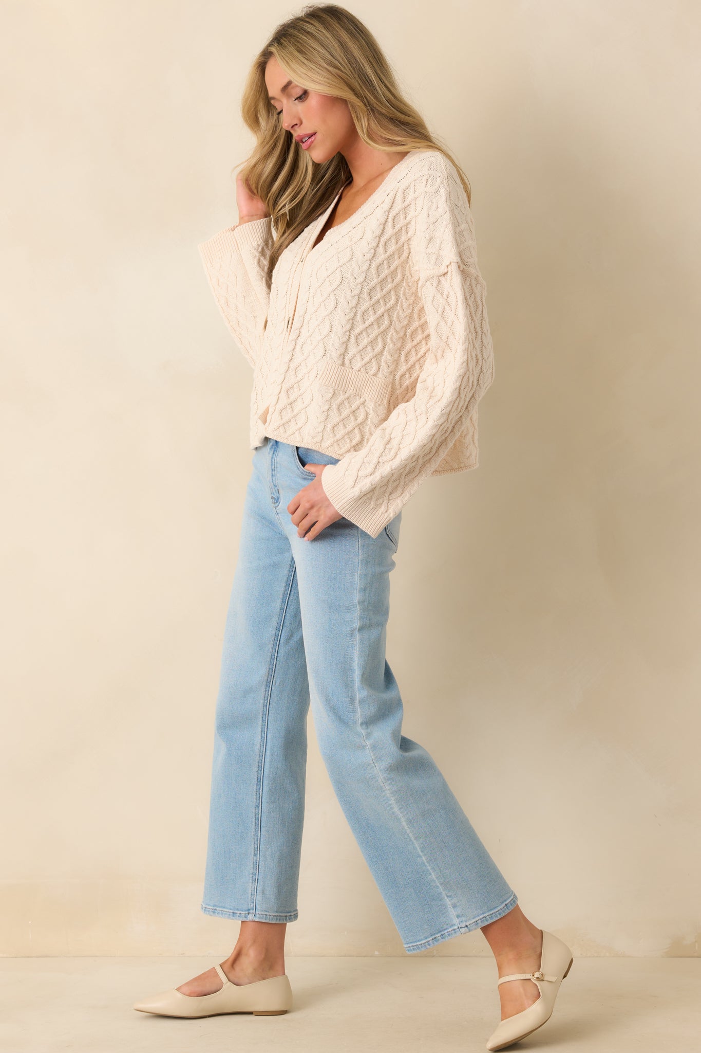 For Old Time's Sake Ivory Cable Knit Button Up Cardigan