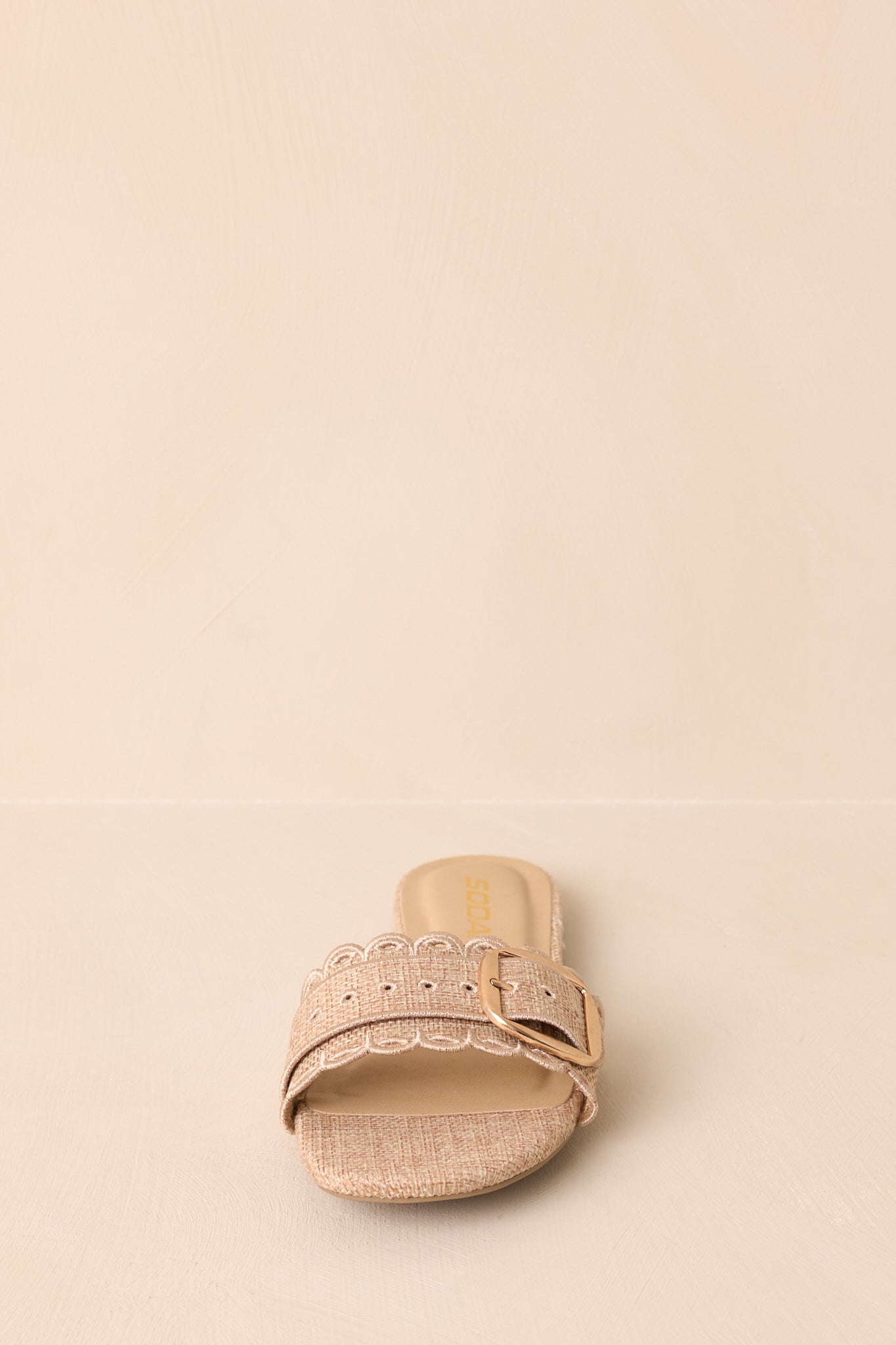 Find Your Pace Natural Woven Embroidered Eyelet Flat Sandals