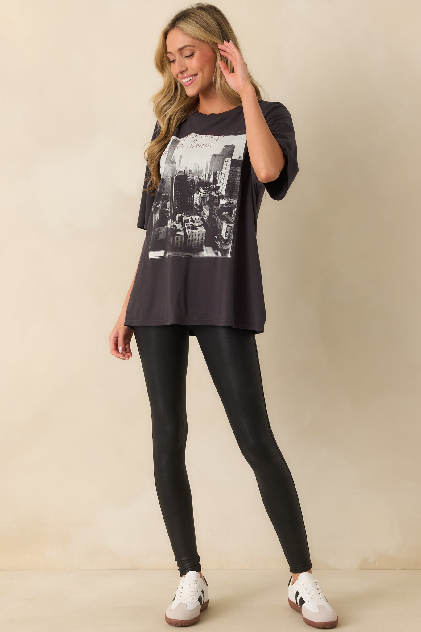 Z Supply Black Cotton Big Apple City Tee