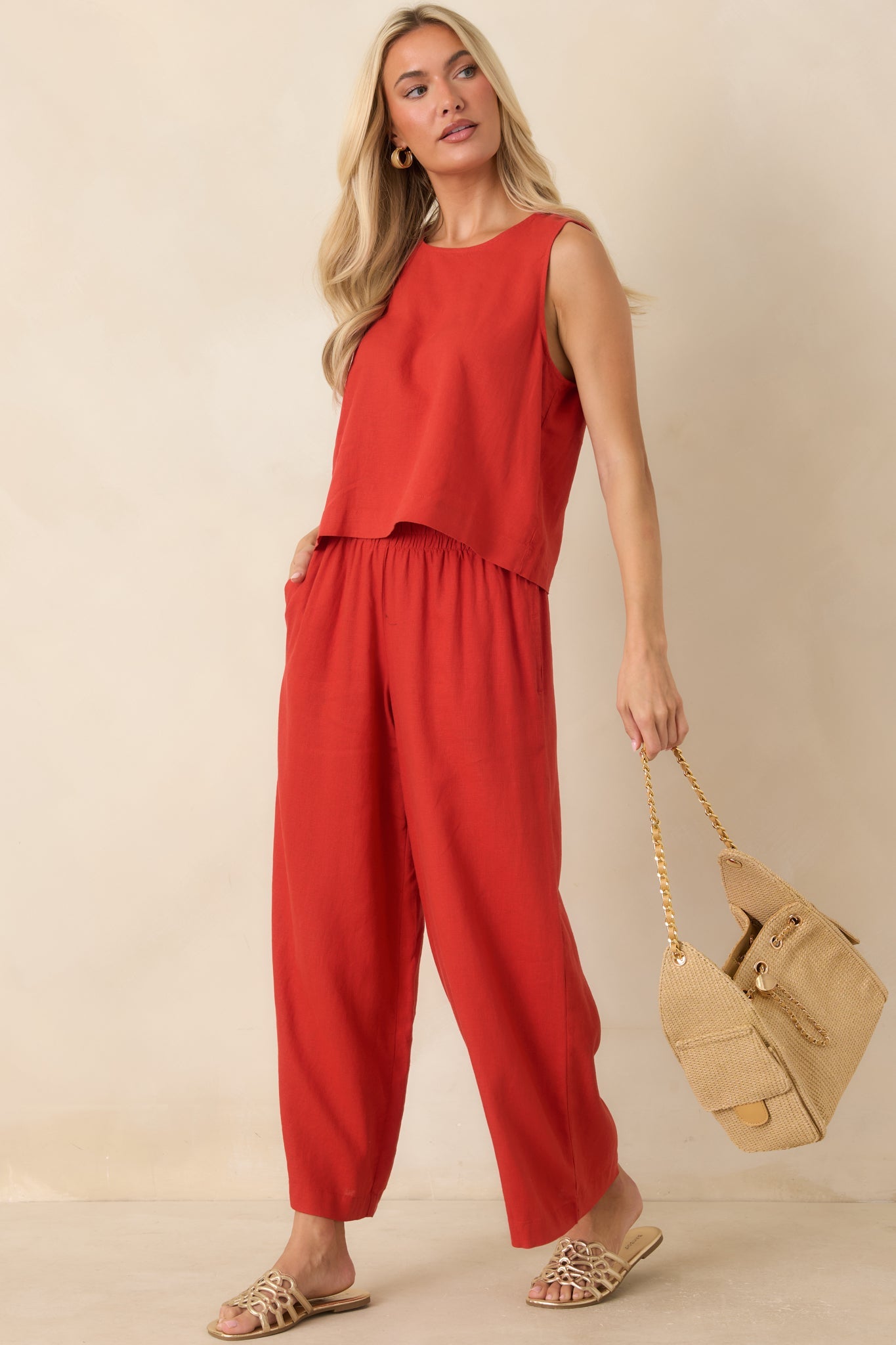Z Supply Scout Chili Pepper Red Linen Pants