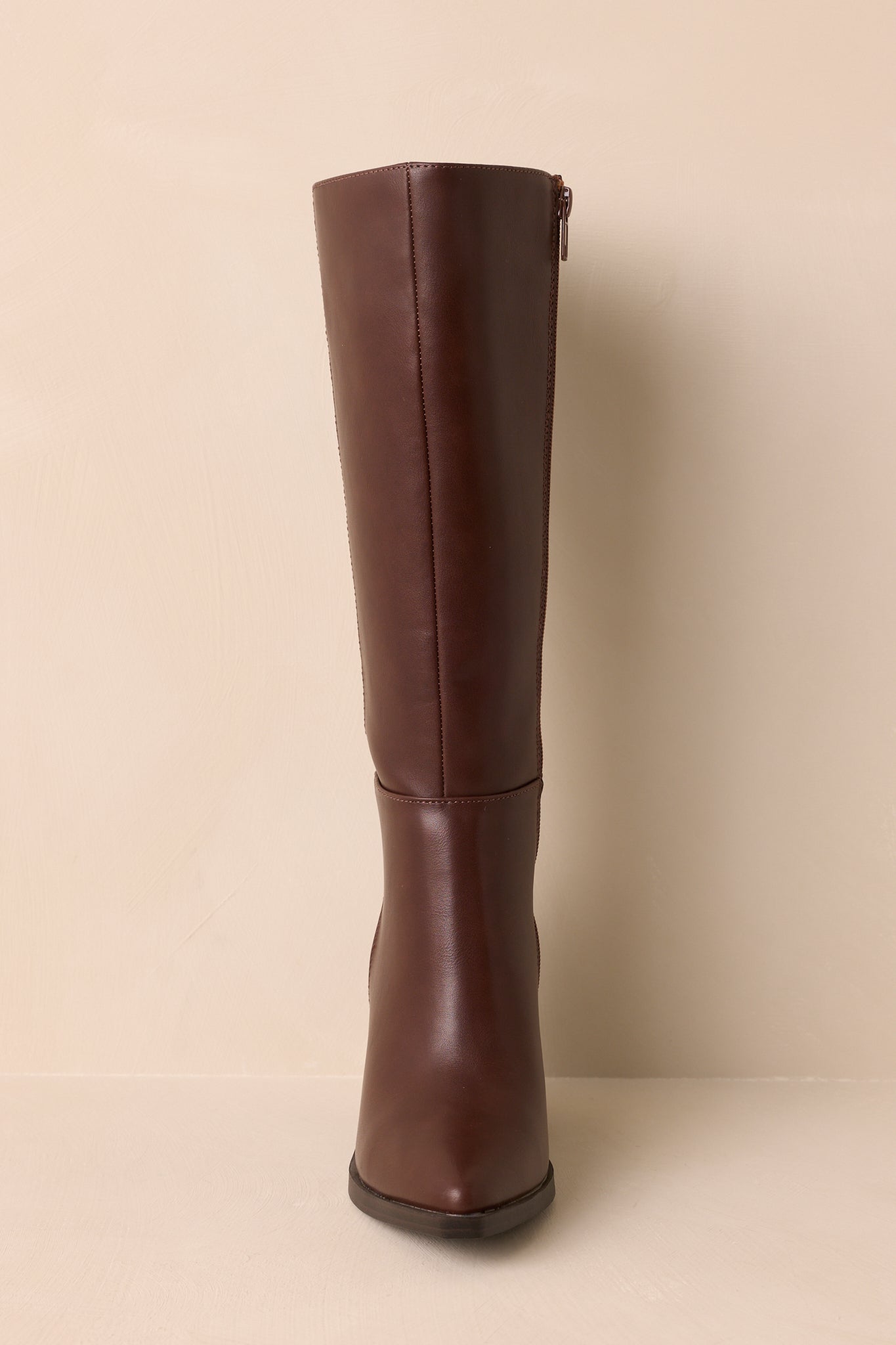 On The Right Foot Chocolate Brown Faux Leather Knee High Boots