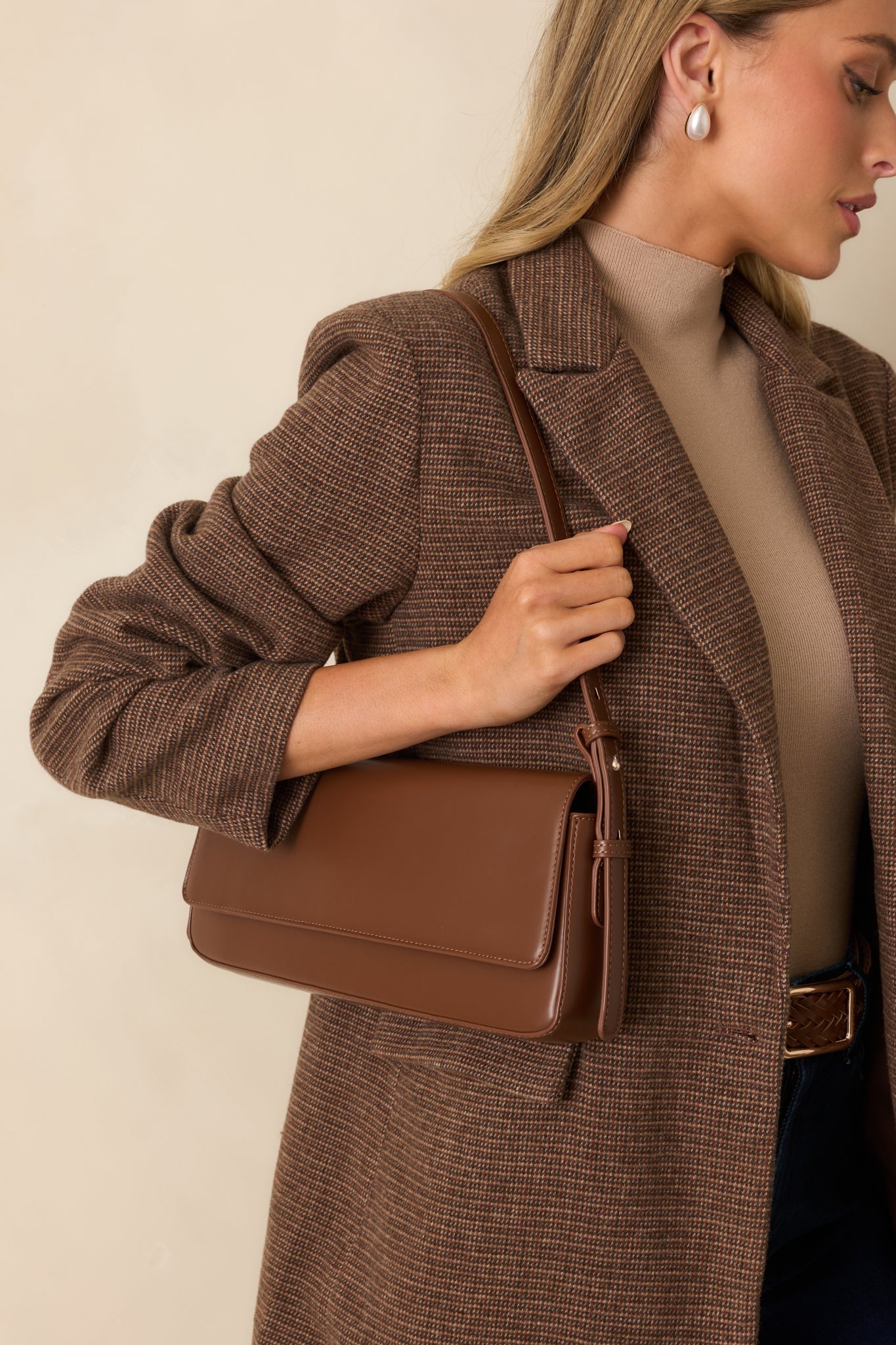 Don't Doubt Me Chocolate Brown Faux Leather Baguette Handbag