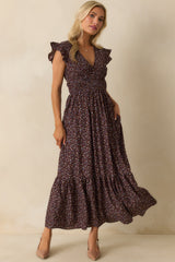 To Be Expected Chocolate Brown Multi Floral Print Maxi Dress