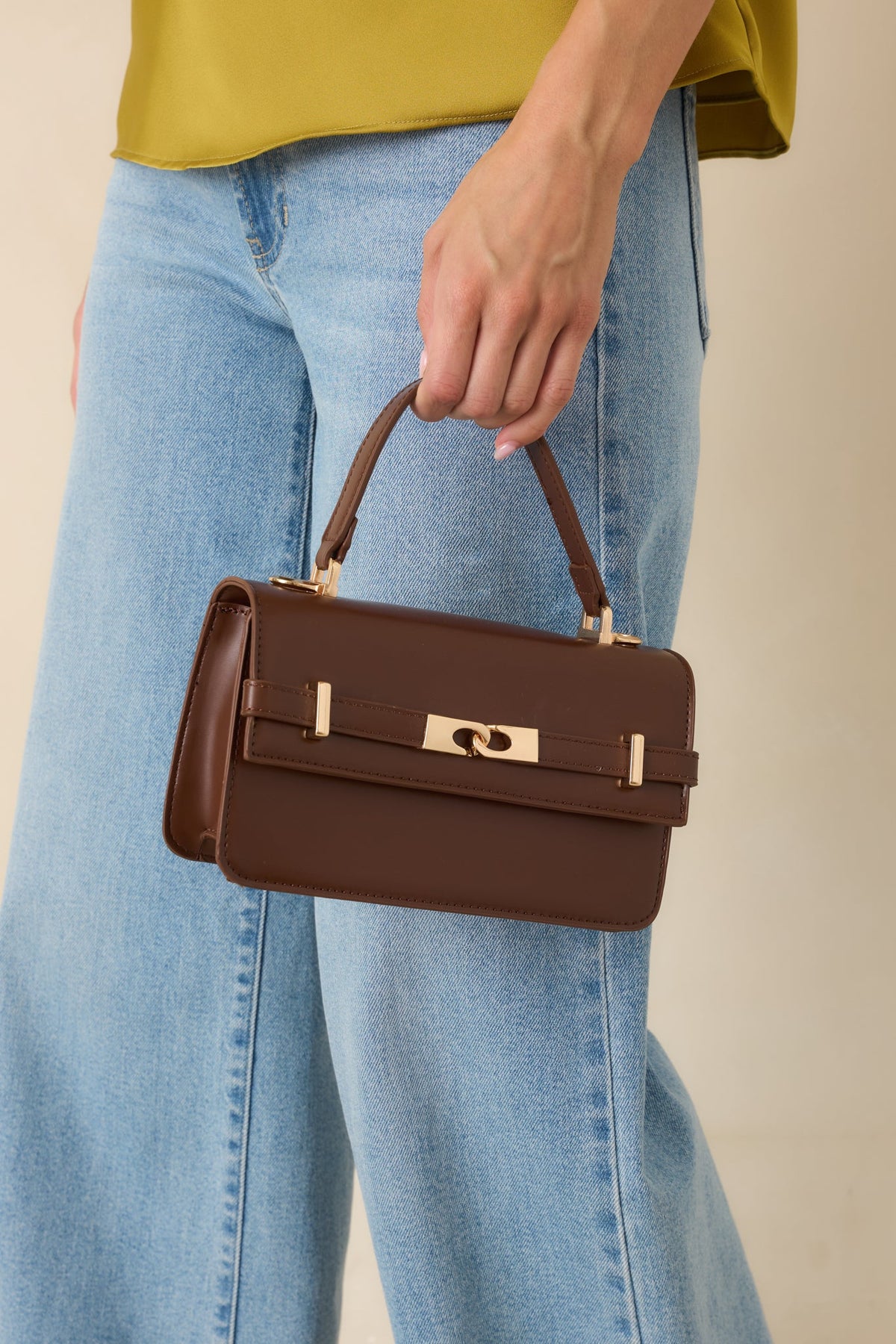 Carry On Your Way Chocolate Brown Faux Leather Top Handle Bag