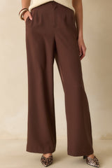 Making A Change Chocolate Brown High Waisted Wide Leg Pants