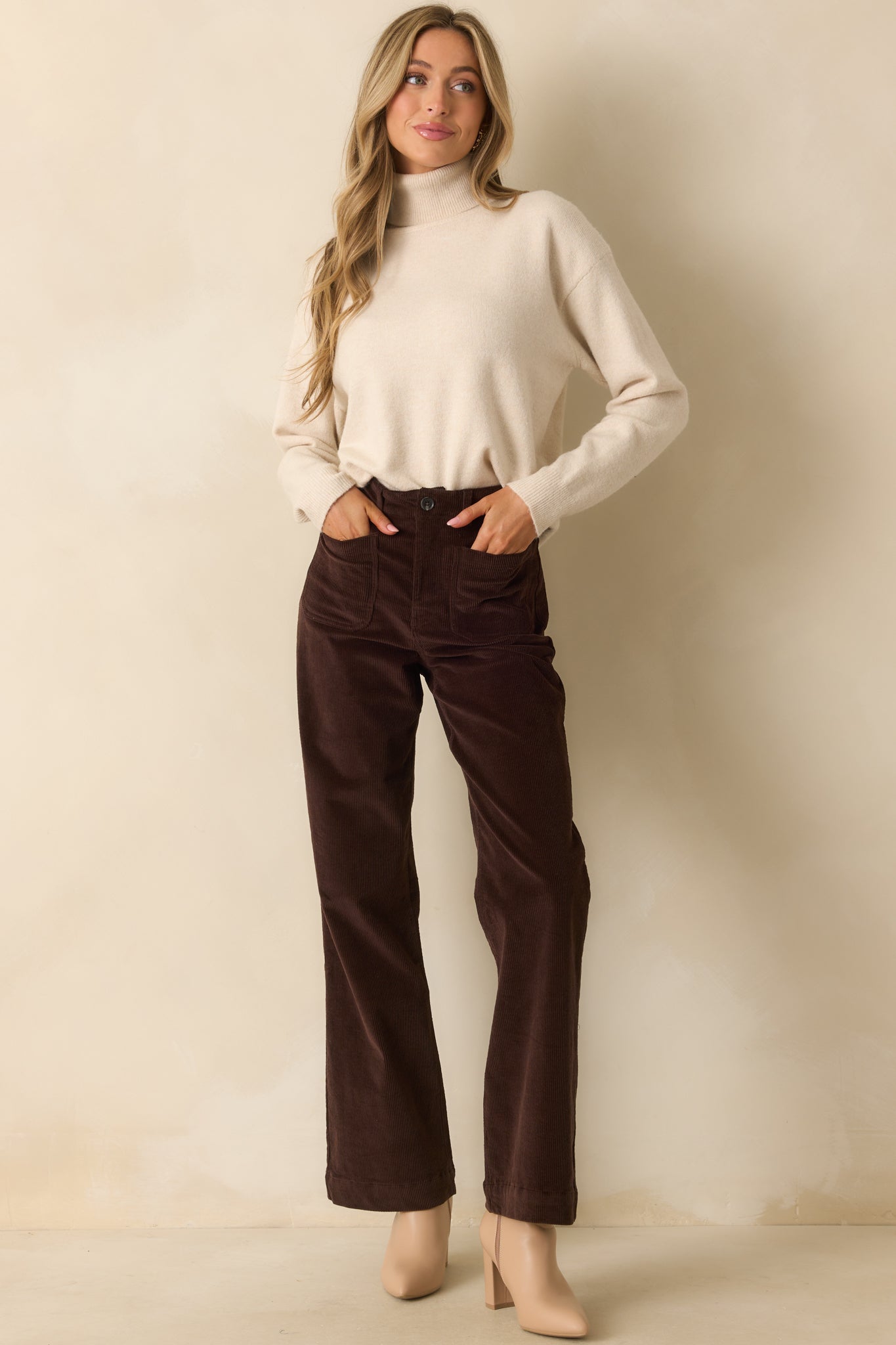 Thread & Supply Gladys Chocolate Brown Cotton Corduroy Pants