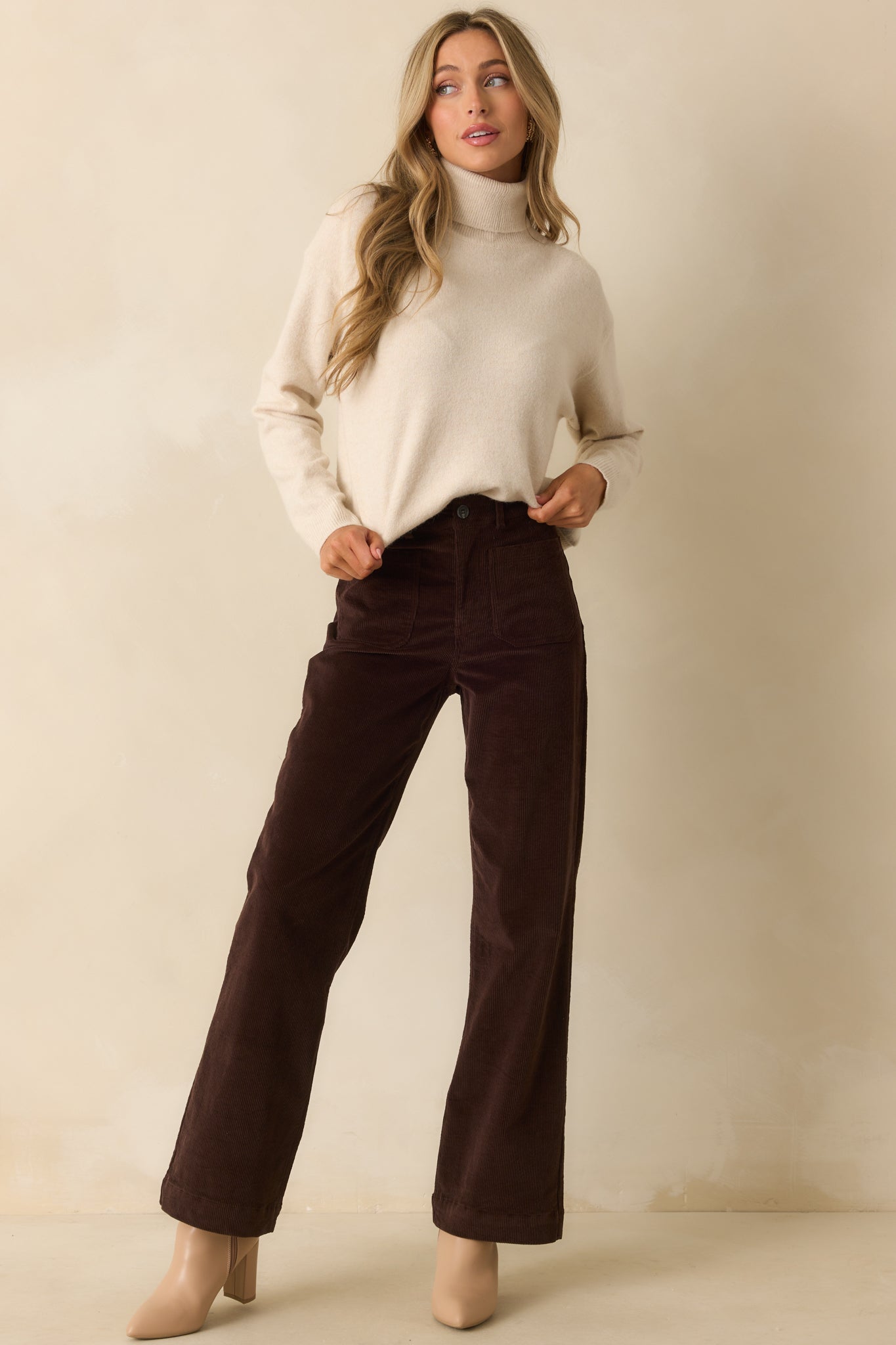Thread & Supply Gladys Chocolate Brown Cotton Corduroy Pants