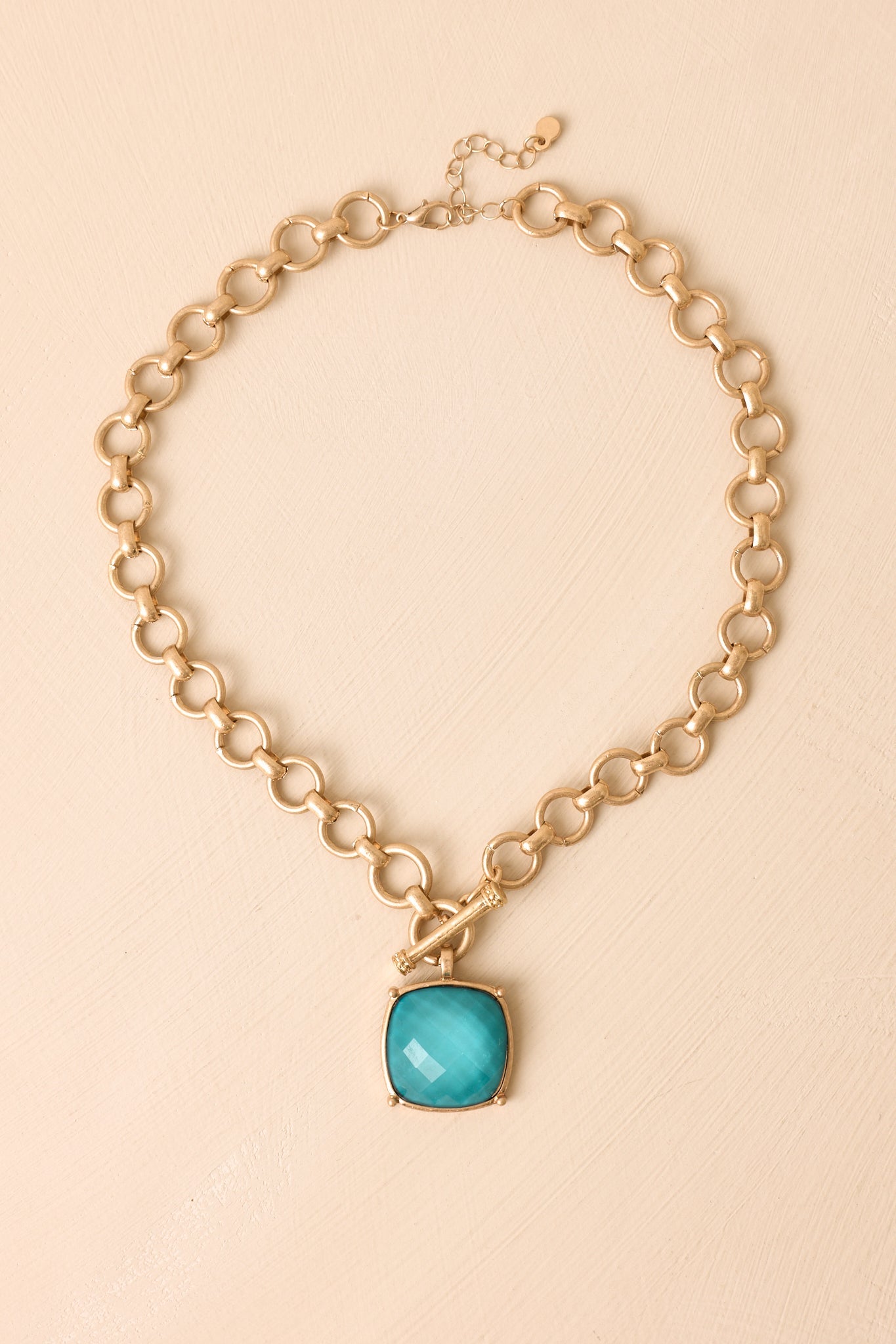 Seaside Sophisticate Gold & Teal Toggle Necklace