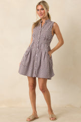 Made for Wandering Chocolate Brown Gingham Sleeveless Mini Dress
