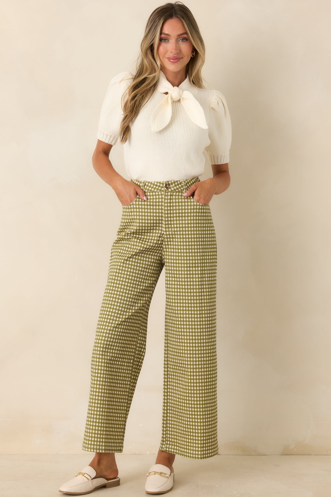 Tied Up Beautifully Ivory Knit Tie Neck Top