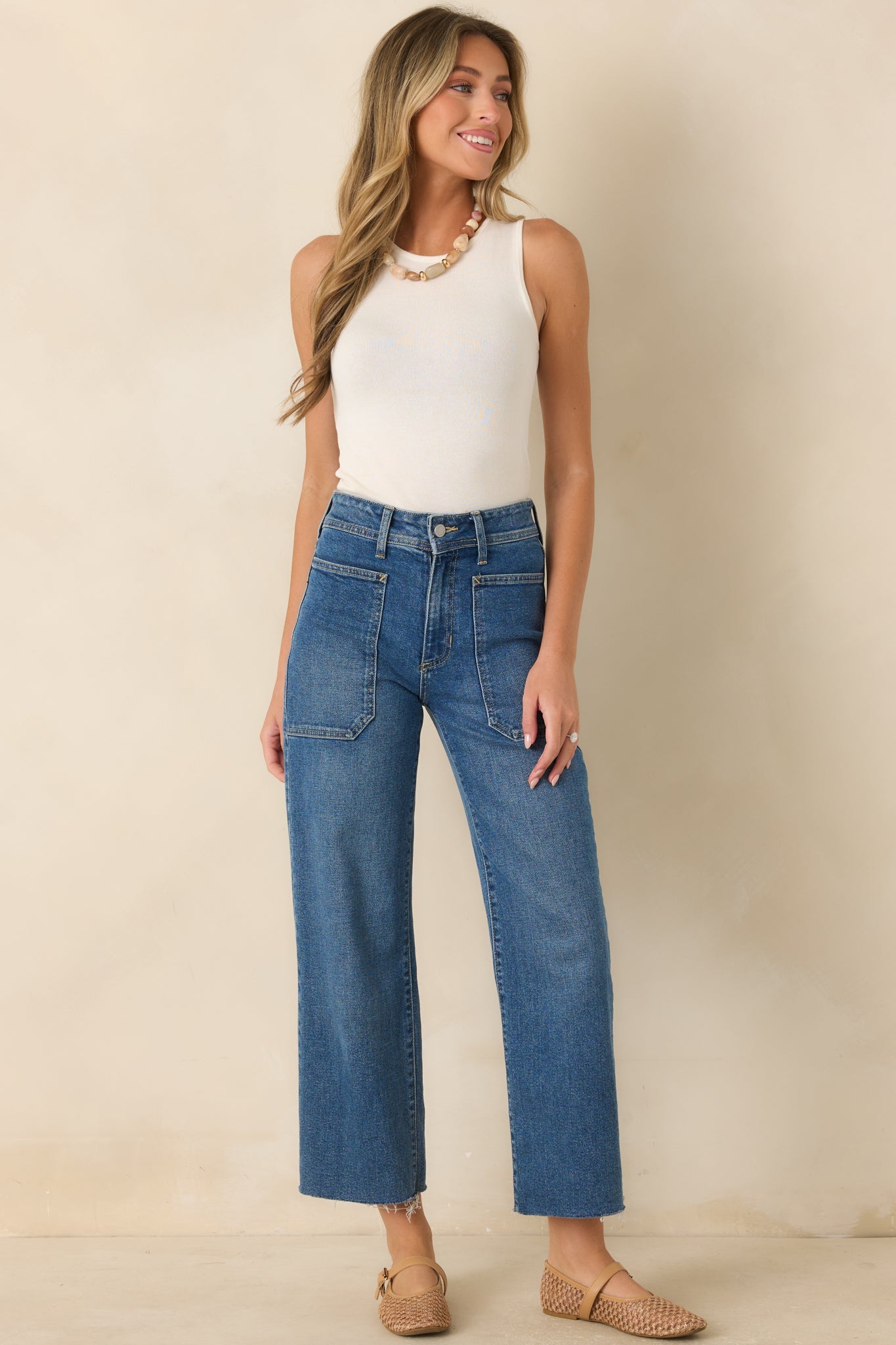 One Of Those Days Ivory Rib Knit Tank Top