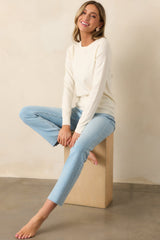 Wherever You Are Ivory Knit Sweater