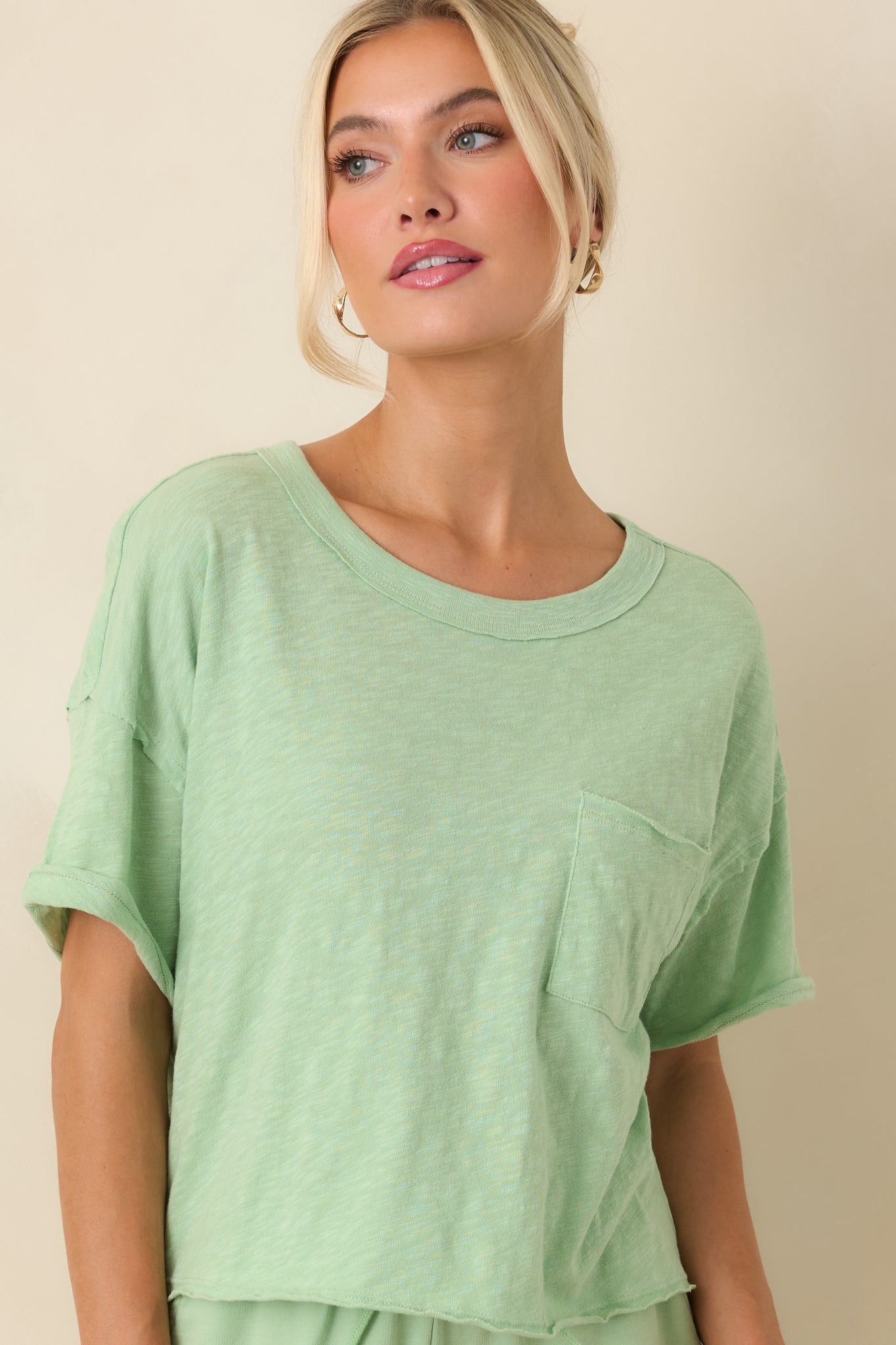 Z Supply Light Green Cotton Everyday Pocket Tee