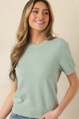 Always A Favorite Seafoam Green Short Sleeve Knit Top