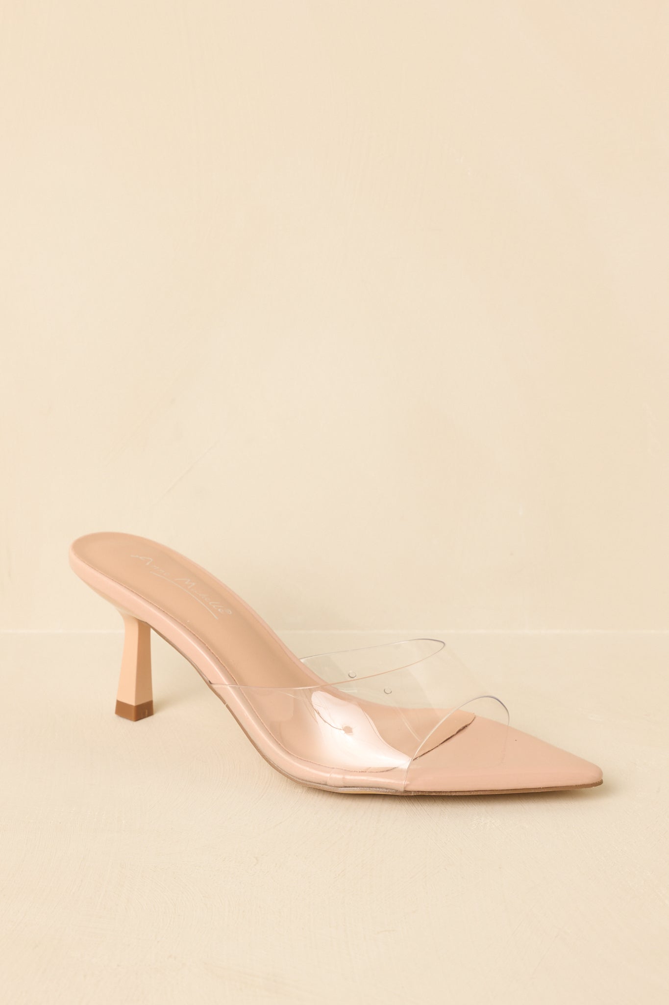 Great Expectations Clear Nude Kitten Heel Mules