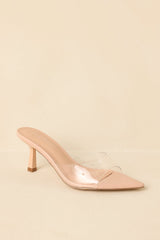 Great Expectations Clear Nude Kitten Heel Mules