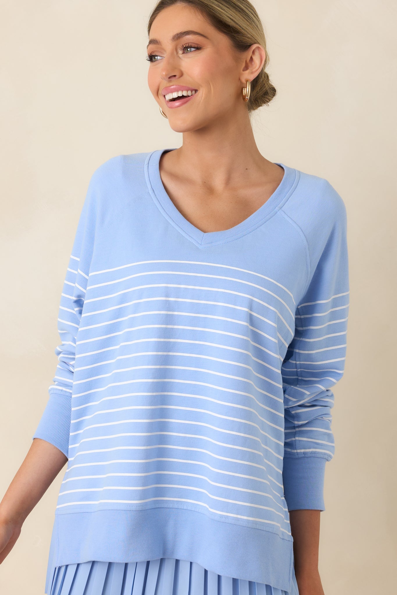 Z Supply Barcelona Blue Weekender Stripe V-Neck