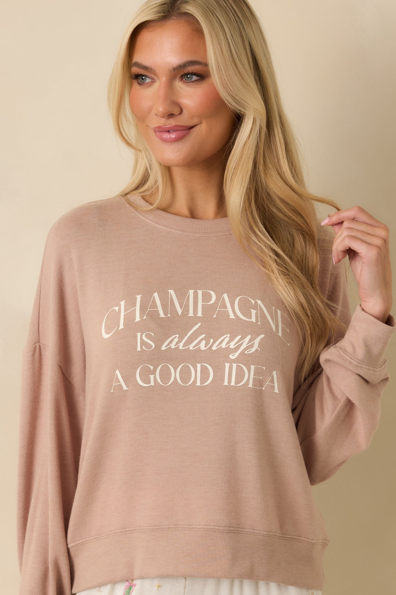 Z Supply Taupe Champagne Long Sleeve Top