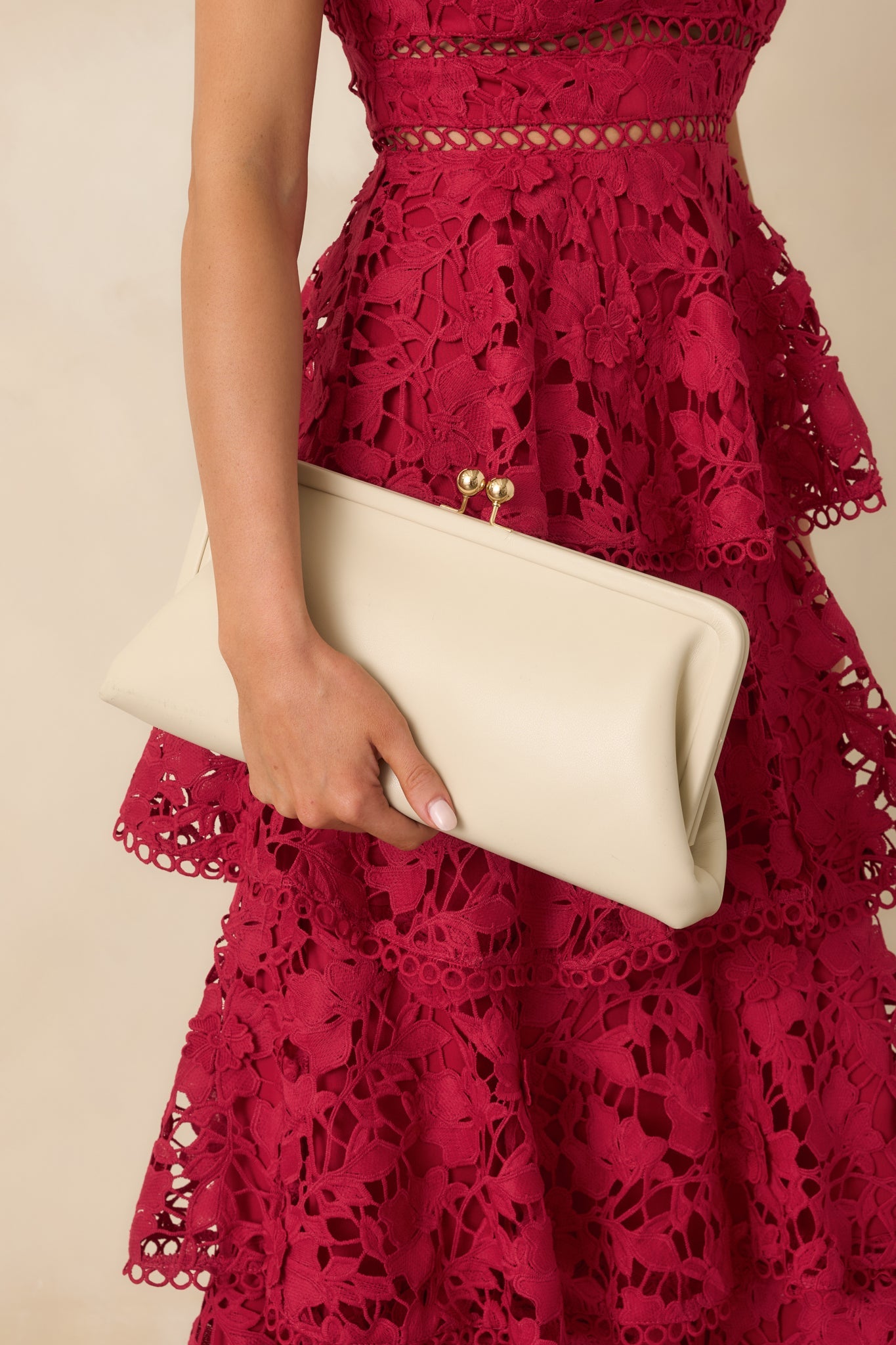 In Case You Missed It Ivory Faux Leather Clutch Handbag