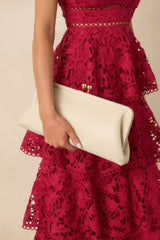 In Case You Missed It Ivory Faux Leather Clutch Handbag