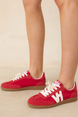 Vintage Havana Nadia Red Suede Lace-Up Sneakers