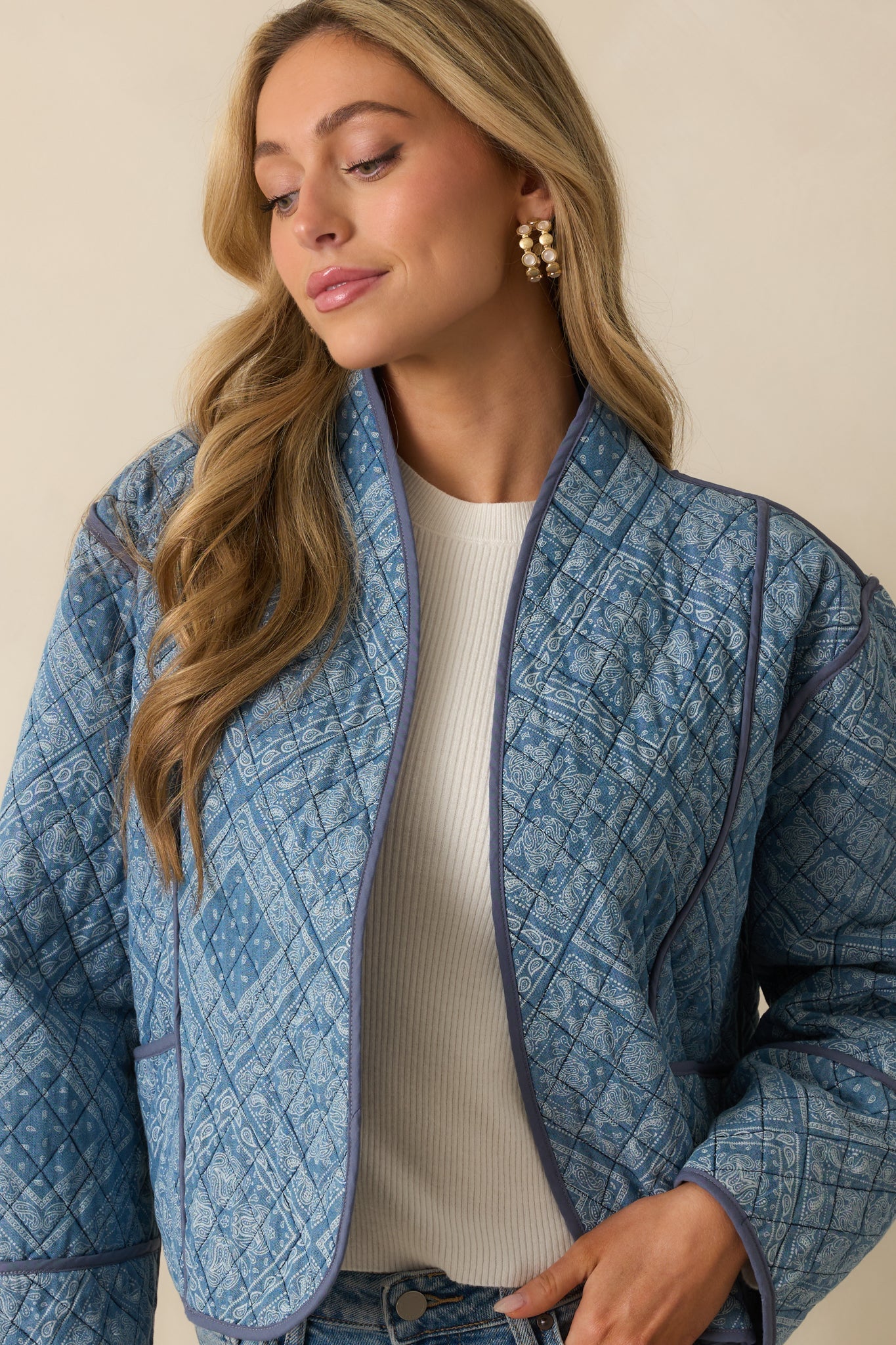 All You Do Light Blue Quilted Jacket