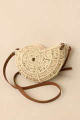 Living on the Curve Ivory Natural Woven Nautilus Crossbody