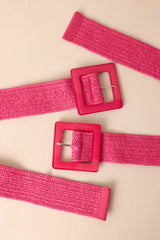 Everything Falls Into Place Hot Pink Woven Straw Belt