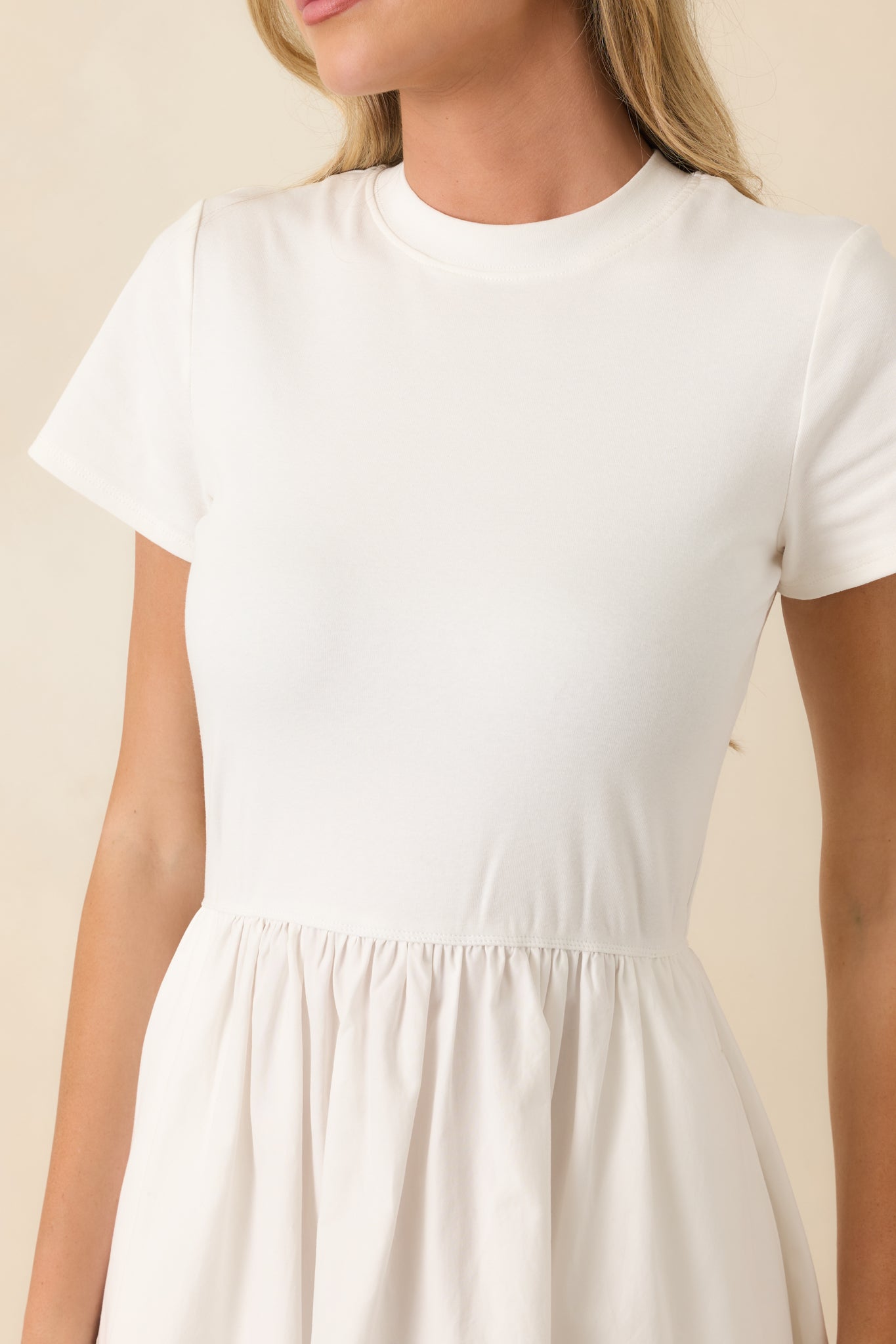 Prosperina Aria White Cotton Short Sleeve Midi Dress