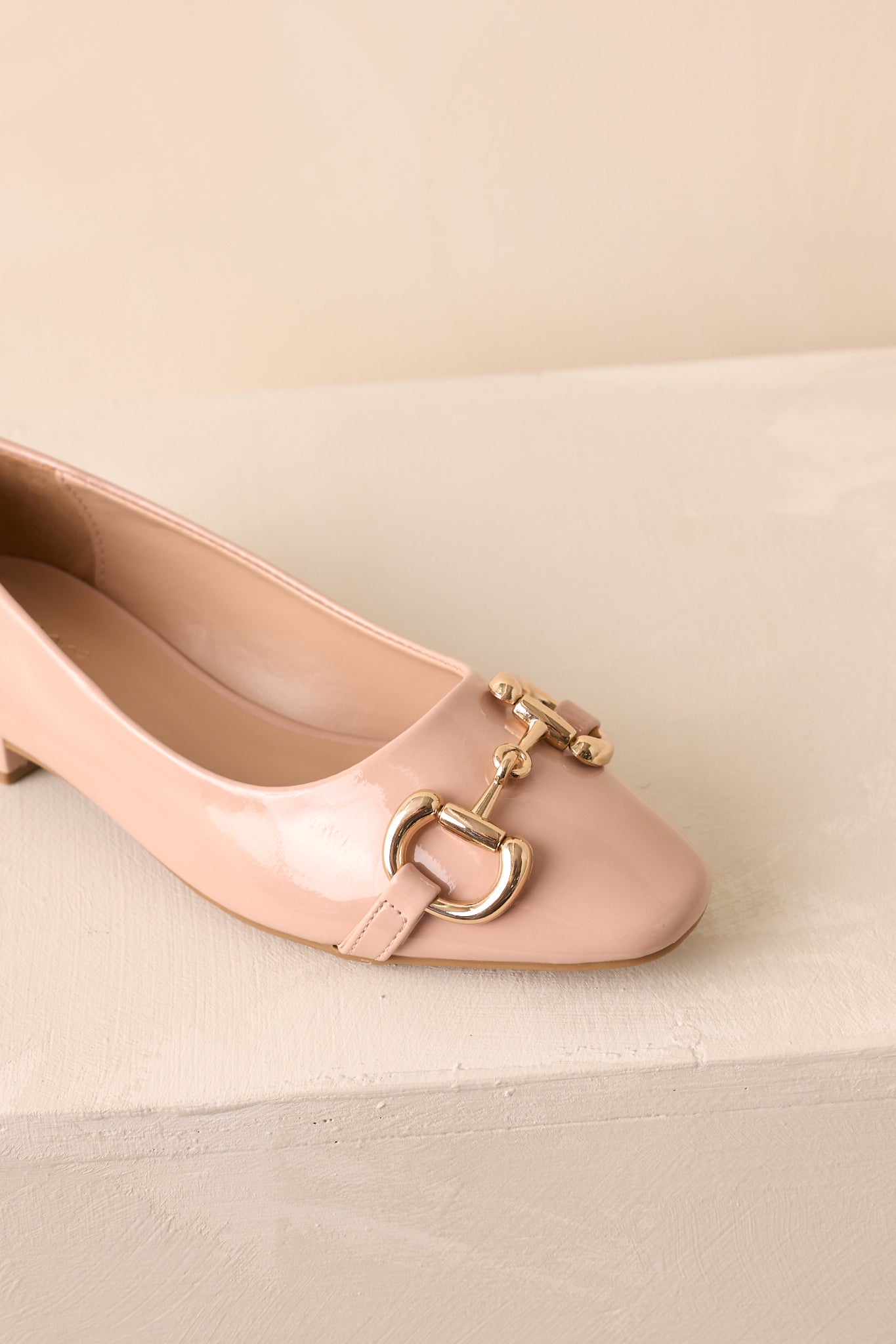 Stay The Course Beige Patent Faux Leather Loafers