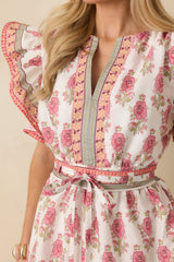 Whispers Of Spring White Floral Flutter Sleeve Mini Dress
