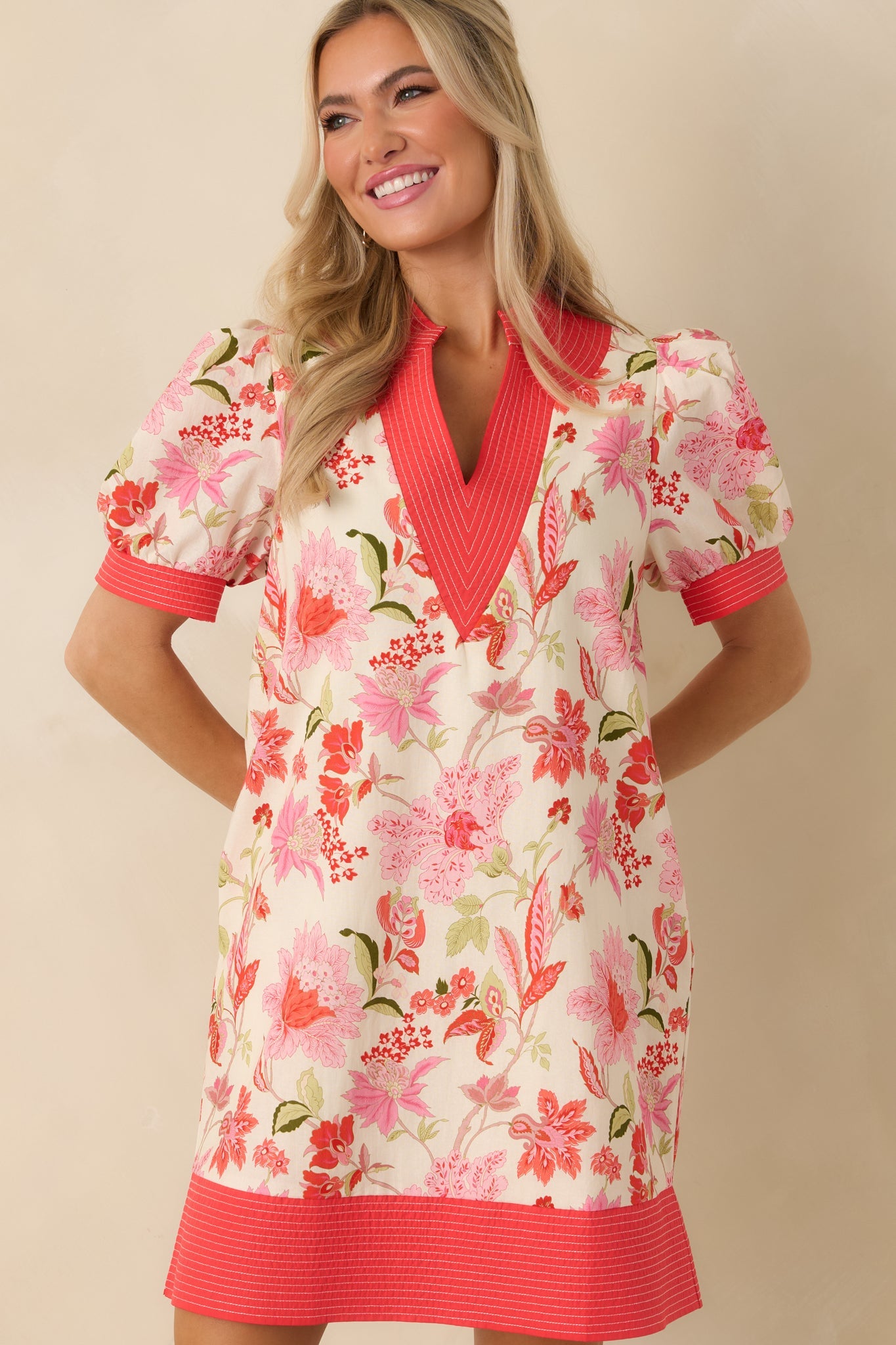 No Doubt About It Pink Multi Floral Print Cotton Mini Dress