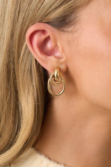 Hear Me Out Gold Double Hoop Drop Earrings