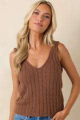 Z Supply Acadia Chestnut Brown Cotton Blend Sweater Tank