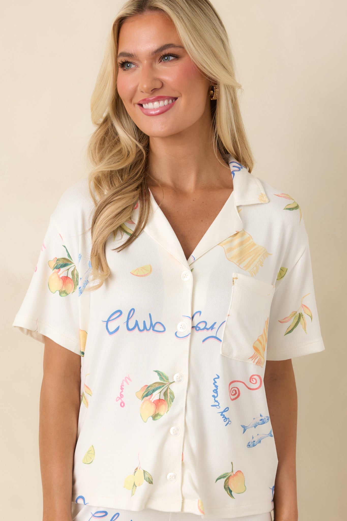 Z Supply Vanilla Ice Beach Days Pajama Top