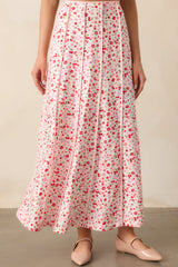 One Way Or Another Pink Cherry Floral Panel Maxi Skirt