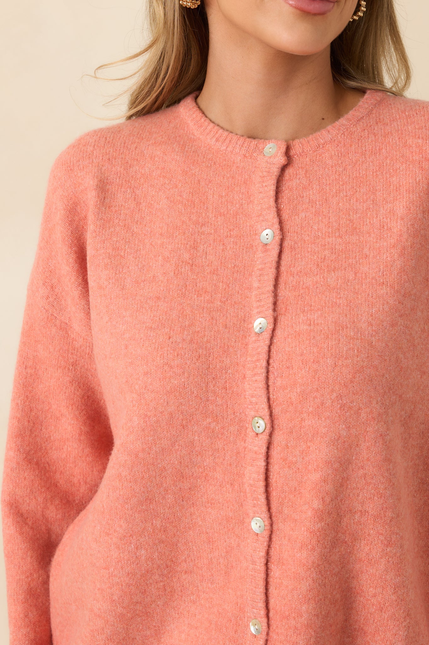 Sweet Simplicity Orange Sherbert Knit Button Front Cardigan