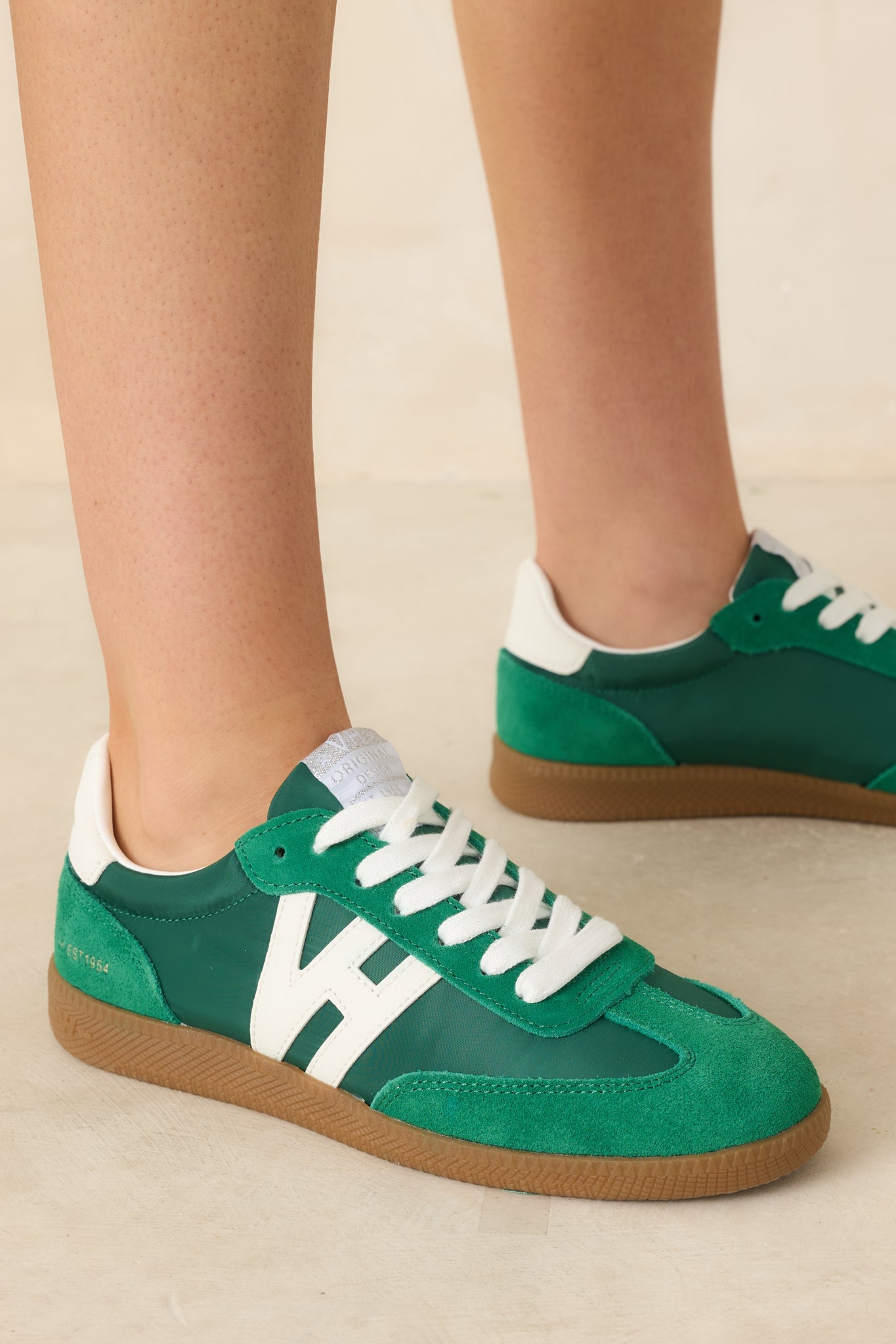 Vintage Havana Nadia Green Suede Lace-Up Sneakers