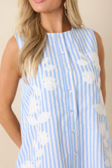 Cool, Calm, Collected Light Blue & White Stripe Mini Dress