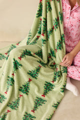 Rockin' Around Light Green Multi Christmas Tree Throw Blanket