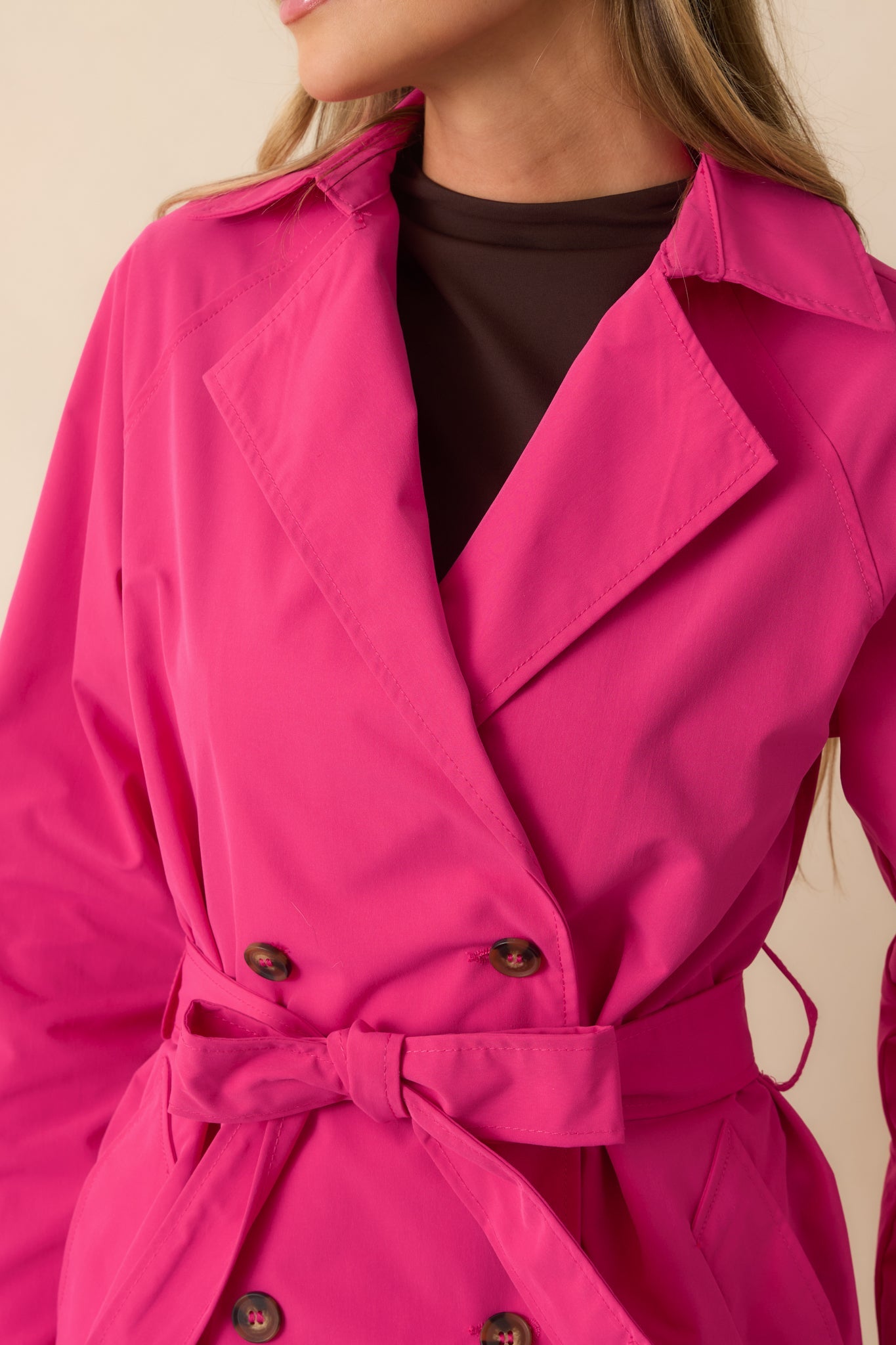 Walk It Out Magenta Trench Coat