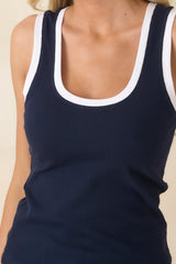 Z Supply Navy Blue Sirena Colorblocked Cotton Rib Tank