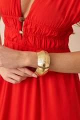 Made The Call Gold Textured Hinged Cuff Bracelet